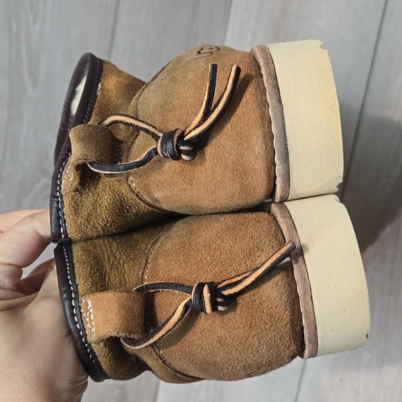 UGG Men's Ankle Brown Sheepskin Suede Boots Platform Shoes Sz 7 - Picture 5 of 13